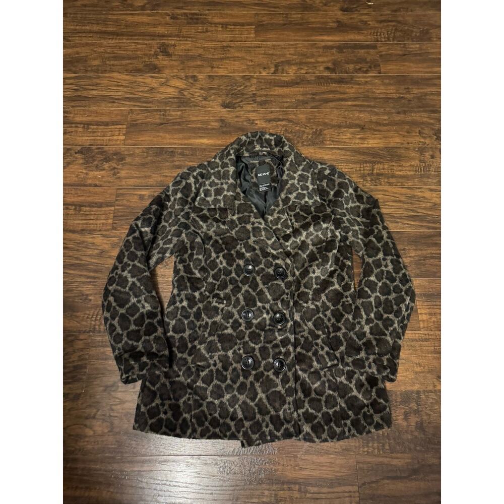 Me Jane Brown Leopard Print Women's Coat Jacket Misses Size Large